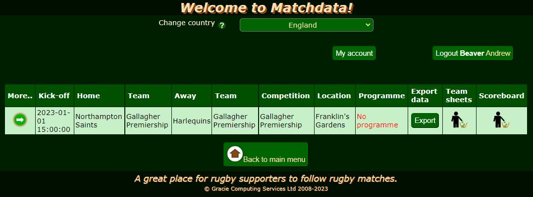 Matchdata Keep the score 1