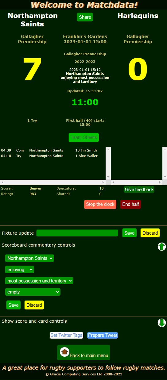 Matchdata Keep the score 9