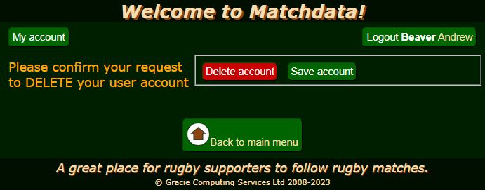 Matchdata admin My Account 4