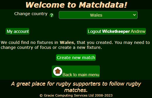 Matchdata no fixtures