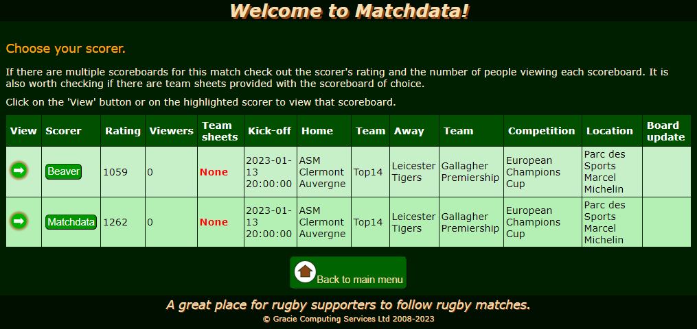 Matchdata select a scoreboard 2