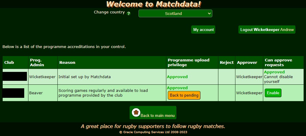 Matchdata Programmes 10