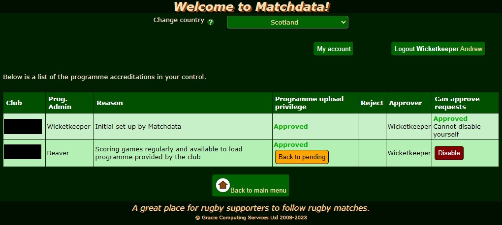 Matchdata Programmes 11