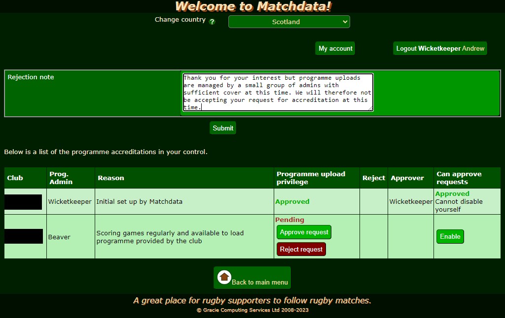 Matchdata Programmes 11