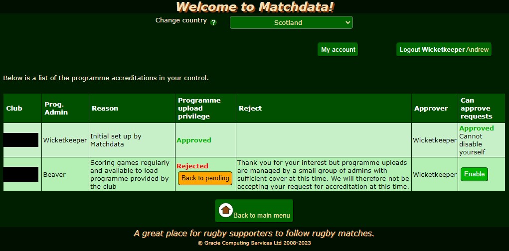 Matchdata Programmes 11