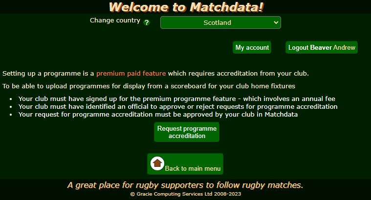 Matchdata Programmes 2