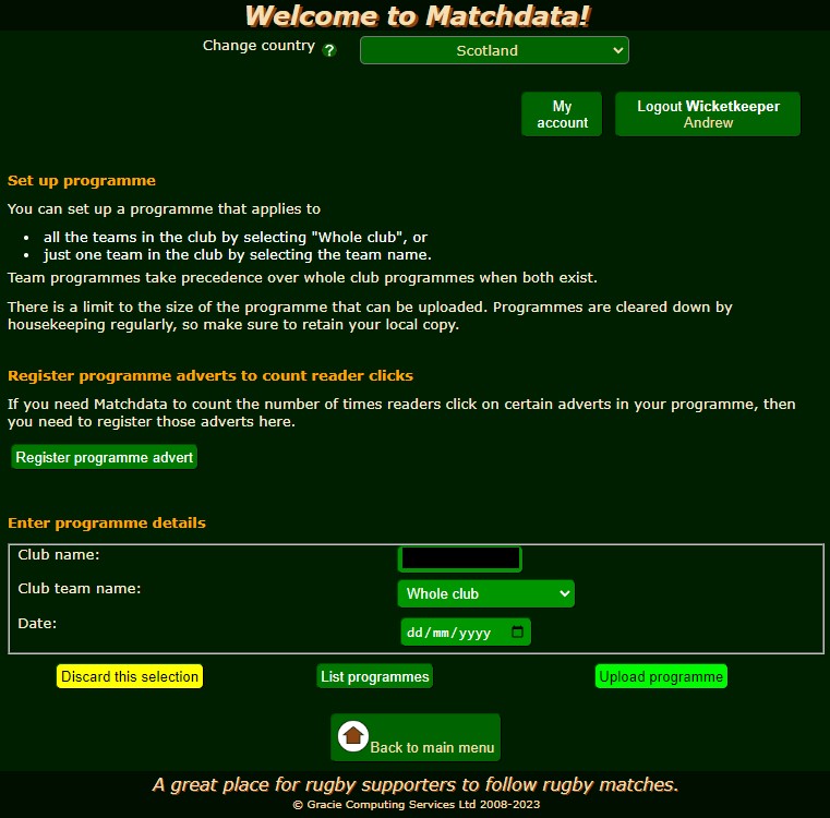 Matchdata Programmes 5