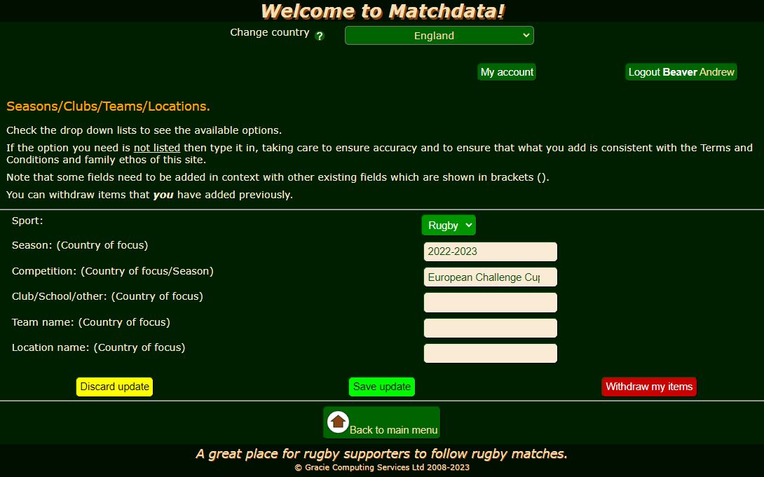 Matchdata admin Seasons clubs 1