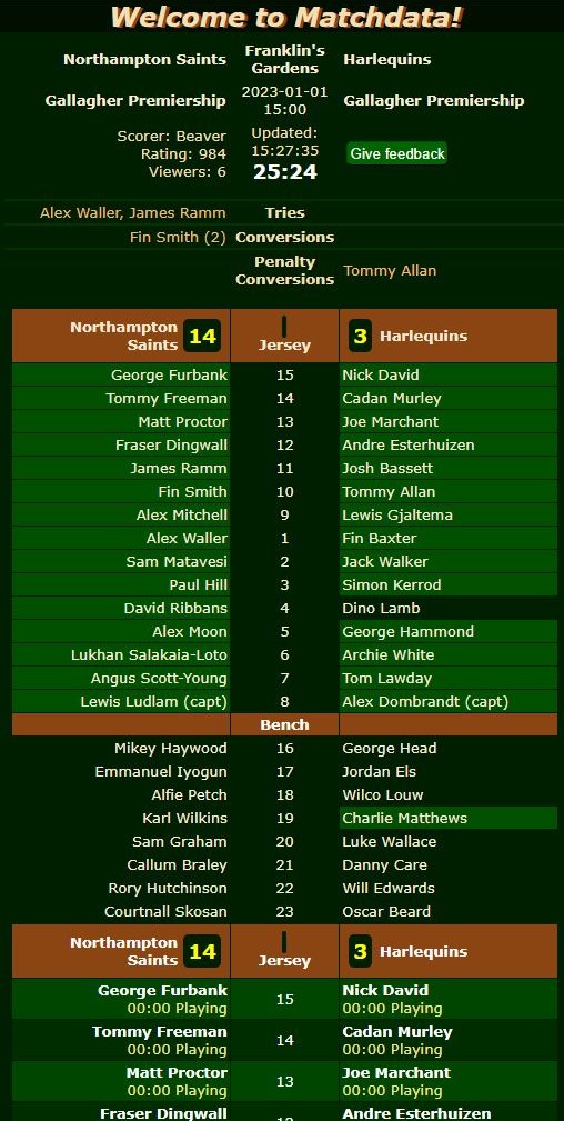 Matchdata team sheets button 2